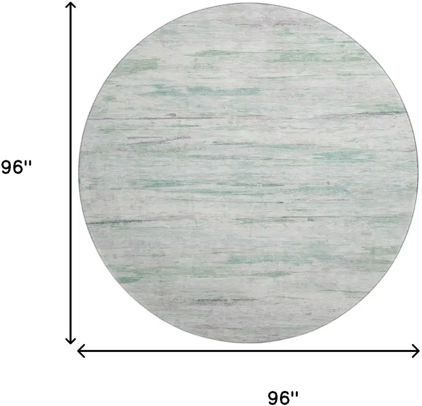 8' Artichoke Green And Ivory Abstract Washable Round Rug With UV Protection Photo 9