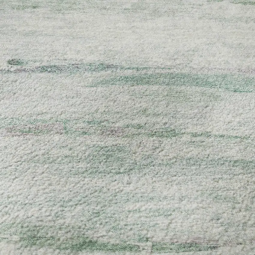 8' Artichoke Green And Ivory Abstract Washable Round Rug With UV Protection Photo 8