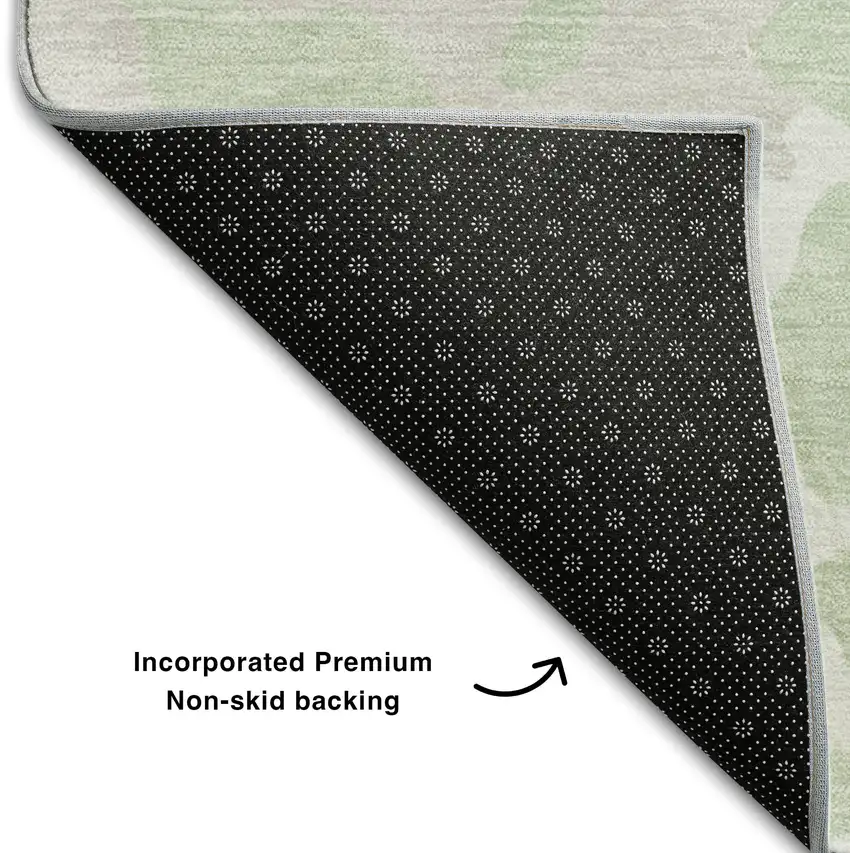 8' Artichoke Green And Ivory Animal Print Washable Round Rug With UV Protection Photo 6