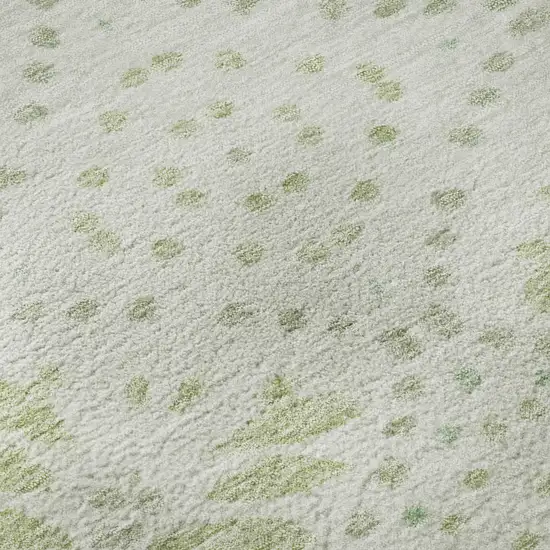 8' Artichoke Green And Ivory Floral Washable Round Rug With UV Protection Photo 8