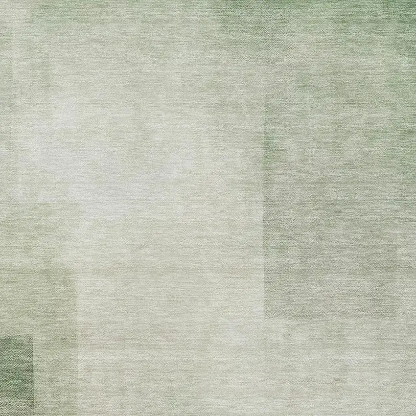 8' Artichoke Green And Ivory Geometric Washable Area Rug With UV Protection Photo 2