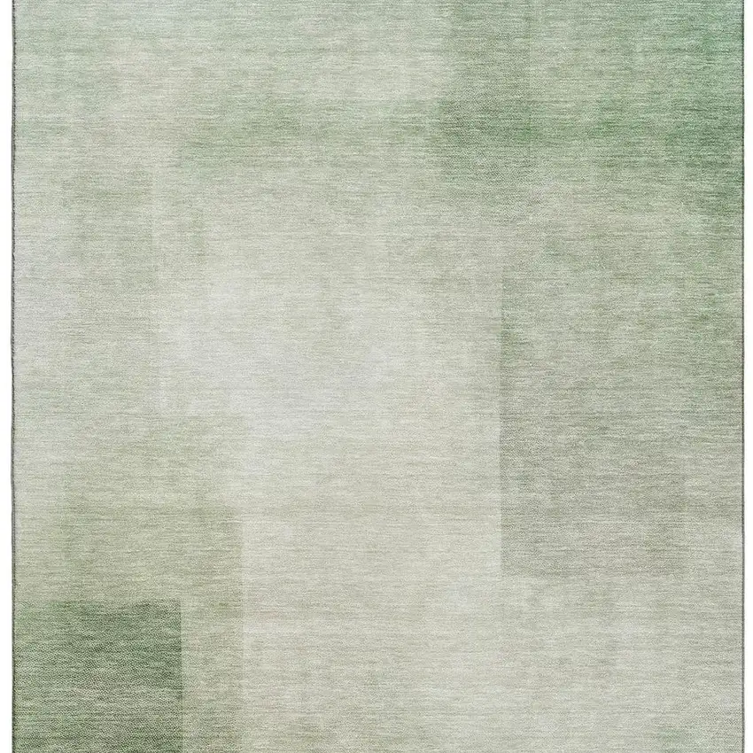 8' Artichoke Green And Ivory Geometric Washable Area Rug With UV Protection Photo 3