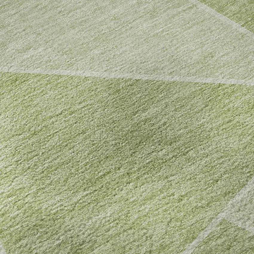 8' Artichoke Green And Ivory Geometric Washable Round Rug With UV Protection Photo 9