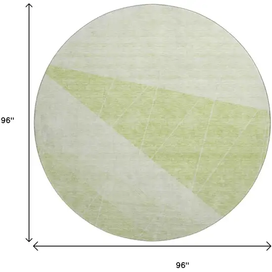 8' Artichoke Green And Ivory Geometric Washable Round Rug With UV Protection Photo 9