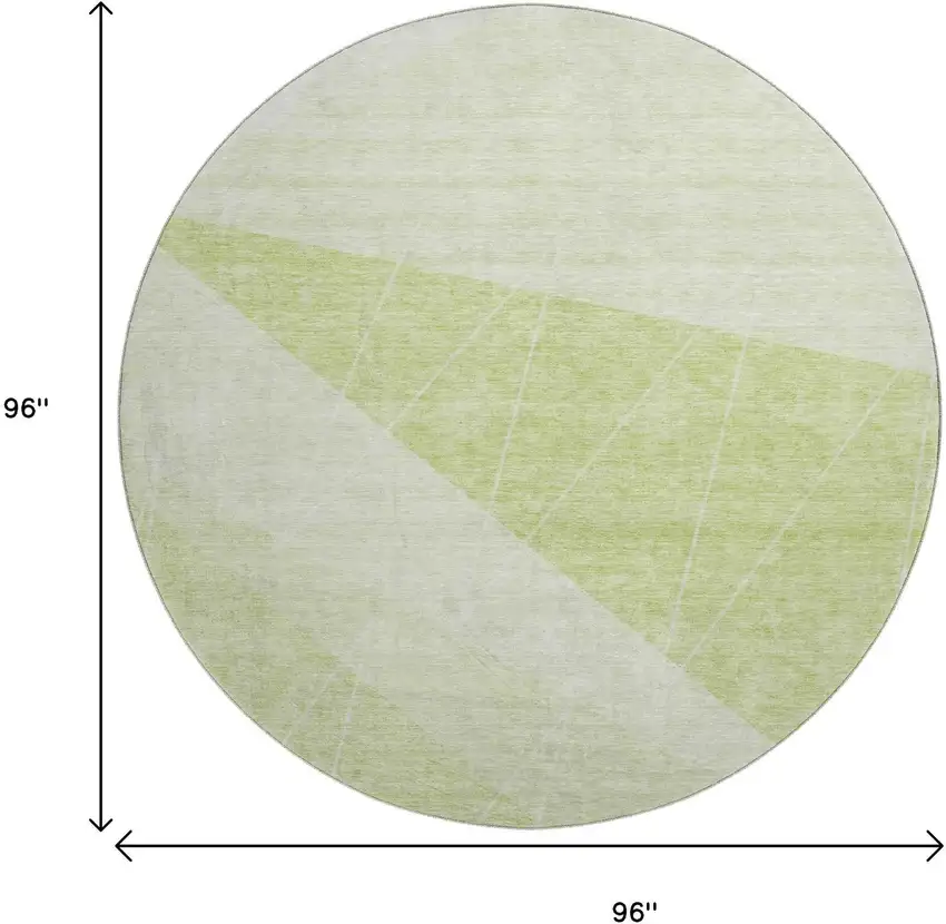 8' Artichoke Green And Ivory Geometric Washable Round Rug With UV Protection Photo 9