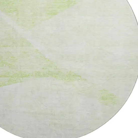 8' Artichoke Green And Ivory Geometric Washable Round Rug With UV Protection Photo 3