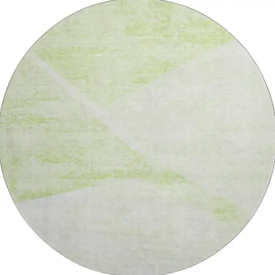 8' Artichoke Green And Ivory Geometric Washable Round Rug With UV Protection Photo 4