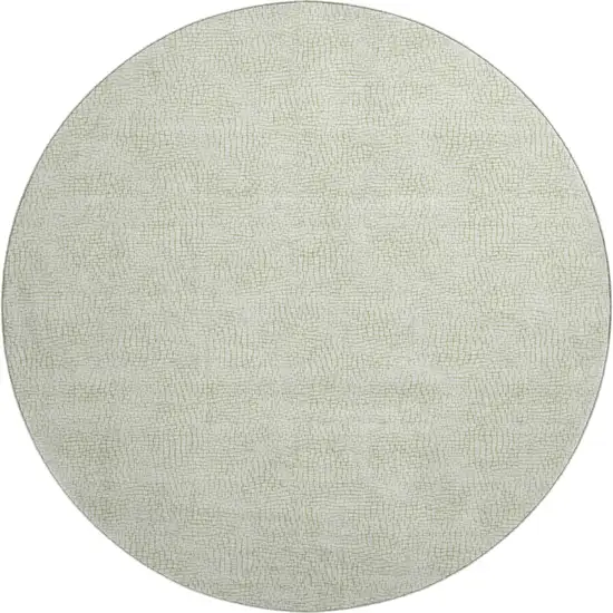 8' Artichoke Green And Ivory Geometric Washable Round Rug With UV Protection Photo 1