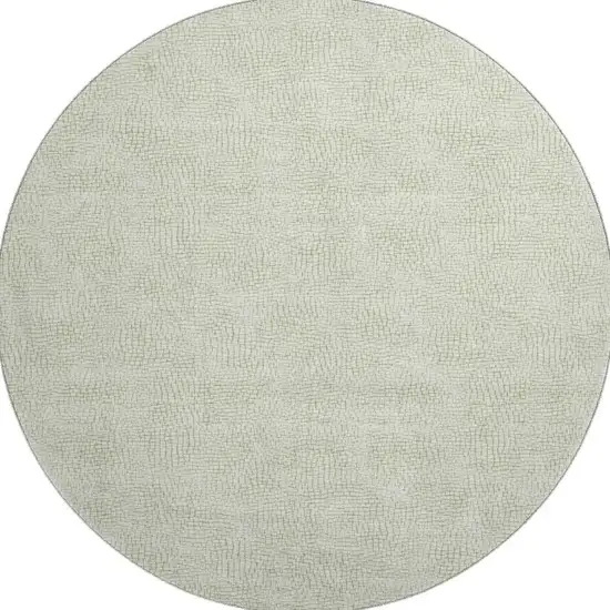 8' Artichoke Green And Ivory Geometric Washable Round Rug With UV Protection Photo 3
