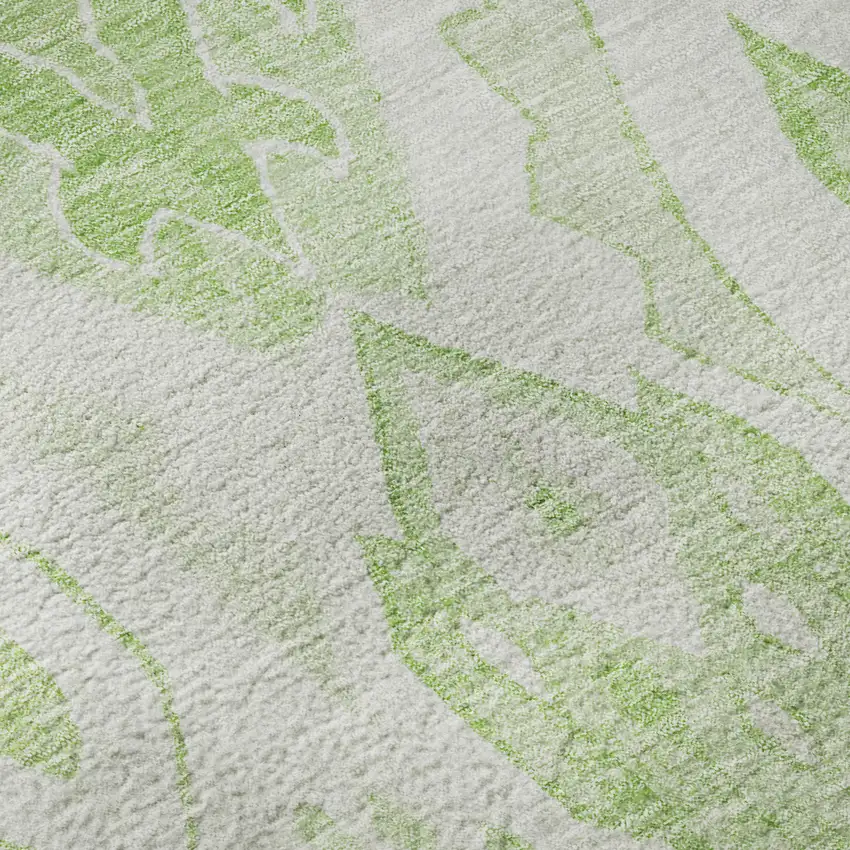 8' Artichoke Green And Ivory Moroccan Washable Round Rug With UV Protection Photo 9