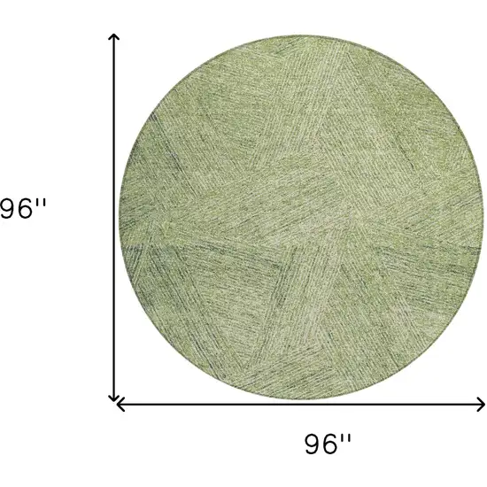 8' Artichoke Green And Ivory Round Abstract Washable Indoor Outdoor Area Rug Photo 3