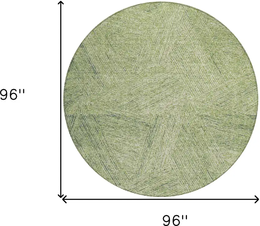 8' Artichoke Green And Ivory Round Abstract Washable Indoor Outdoor Area Rug Photo 3