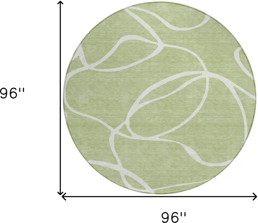 8' Artichoke Green And Ivory Round Abstract Washable Indoor Outdoor Area Rug Photo 3