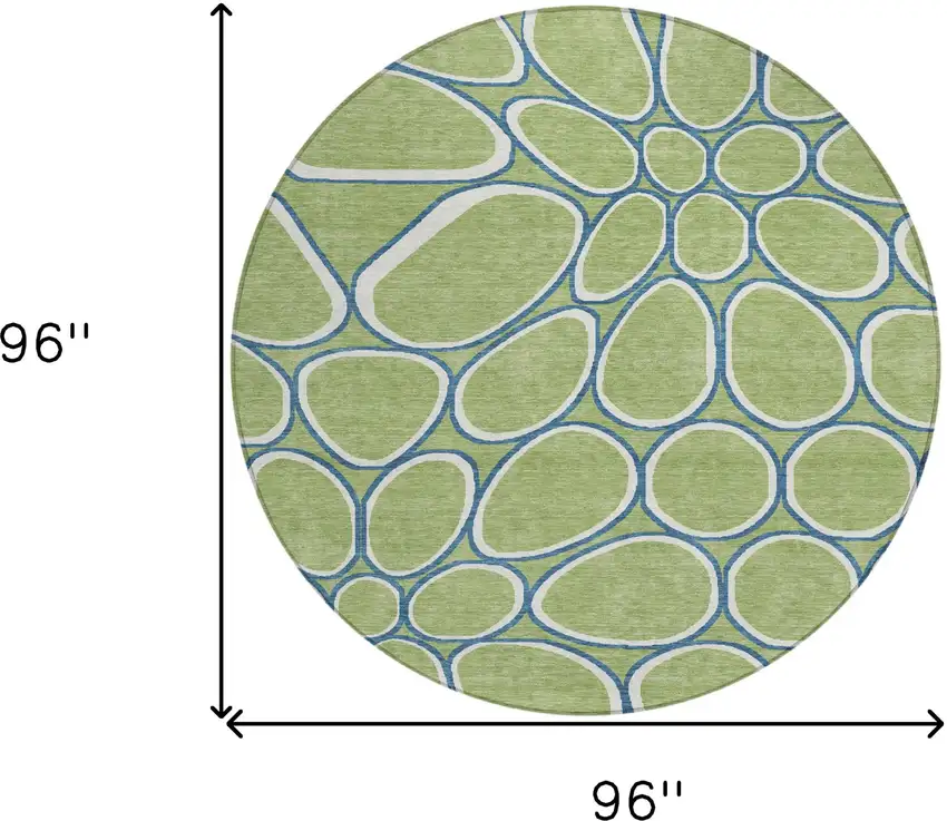 8' Artichoke Green And Ivory Round Abstract Washable Indoor Outdoor Area Rug Photo 3