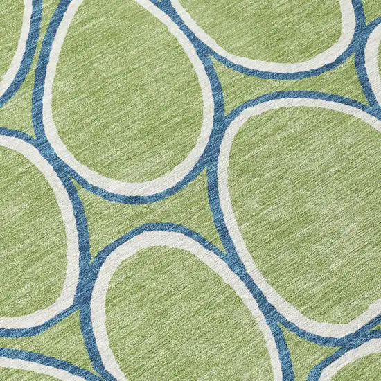 8' Artichoke Green And Ivory Round Abstract Washable Indoor Outdoor Area Rug Photo 7