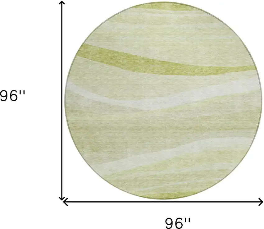8' Artichoke Green And Ivory Round Abstract Washable Indoor Outdoor Area Rug Photo 9