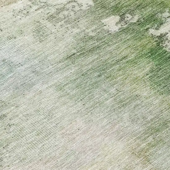 8' Artichoke Green And Ivory Round Abstract Washable Indoor Outdoor Area Rug Photo 8
