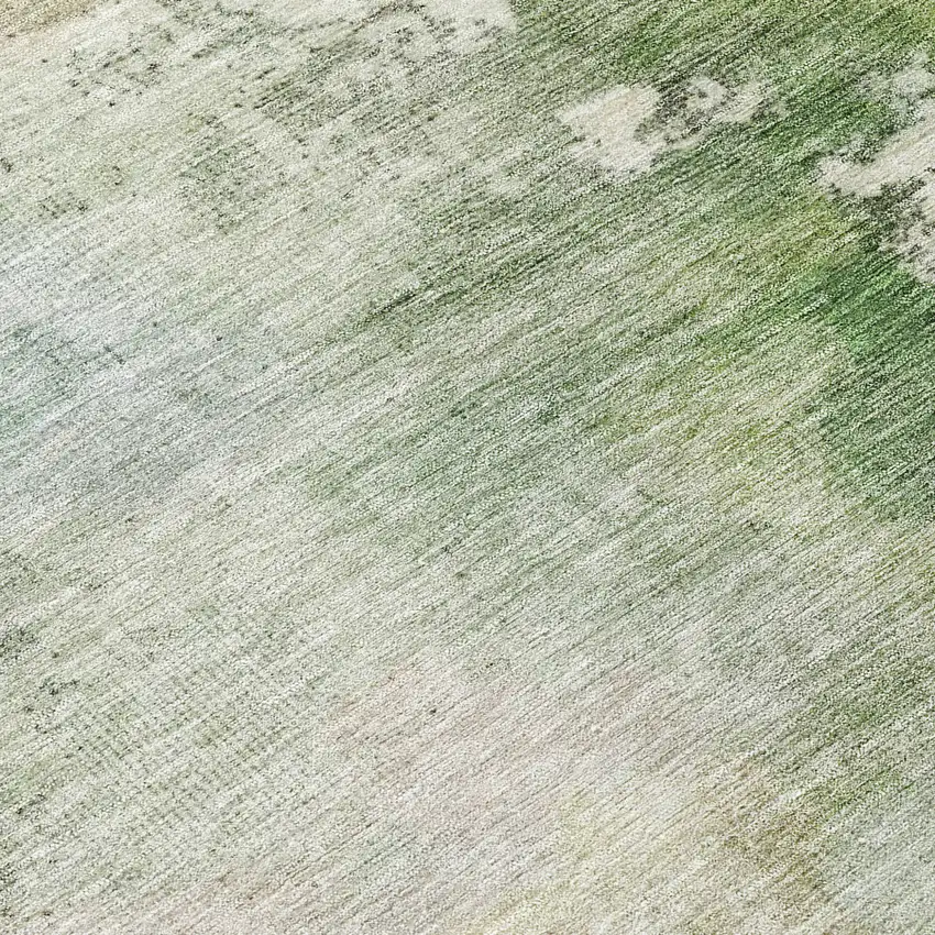 8' Artichoke Green And Ivory Round Abstract Washable Indoor Outdoor Area Rug Photo 8