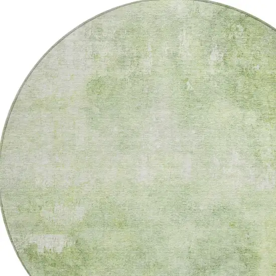 8' Artichoke Green And Ivory Round Abstract Washable Indoor Outdoor Area Rug Photo 8