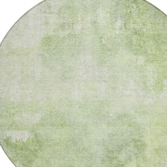 8' Artichoke Green And Ivory Round Abstract Washable Indoor Outdoor Area Rug Photo 4