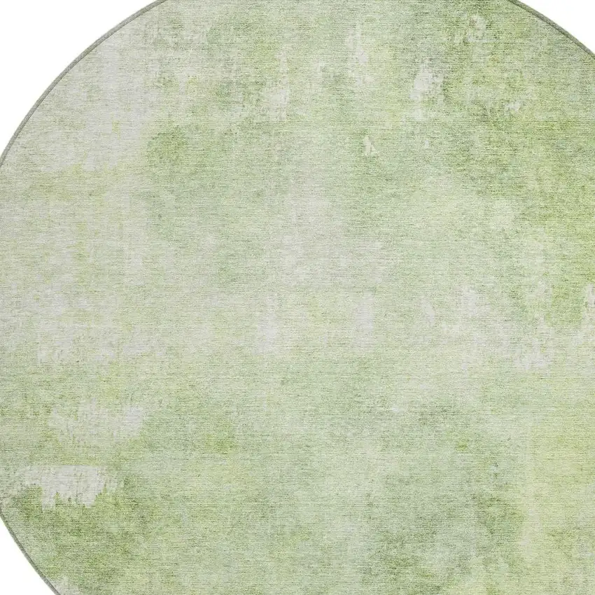 8' Artichoke Green And Ivory Round Abstract Washable Indoor Outdoor Area Rug Photo 4