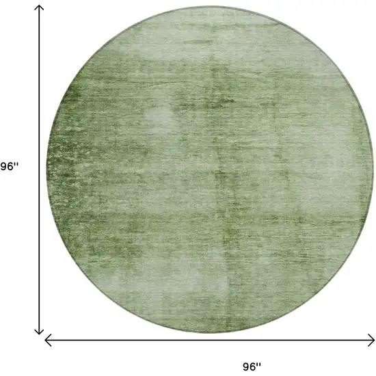 8' Artichoke Green And Ivory Round Abstract Washable Indoor Outdoor Area Rug Photo 8
