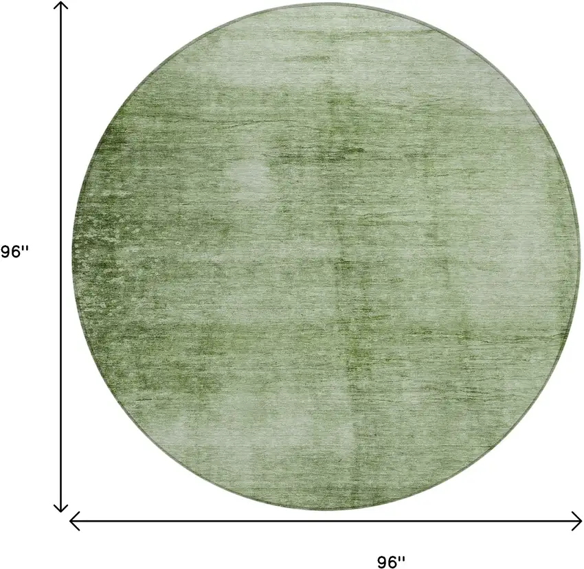 8' Artichoke Green And Ivory Round Abstract Washable Indoor Outdoor Area Rug Photo 8