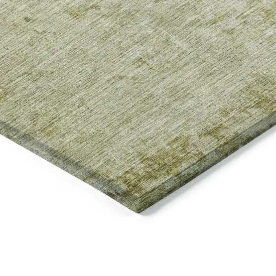 8' Artichoke Green And Ivory Round Abstract Washable Indoor Outdoor Area Rug Photo 8