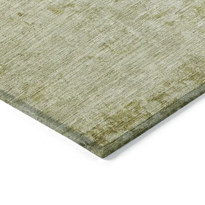 8' Artichoke Green And Ivory Round Abstract Washable Indoor Outdoor Area Rug Photo 8