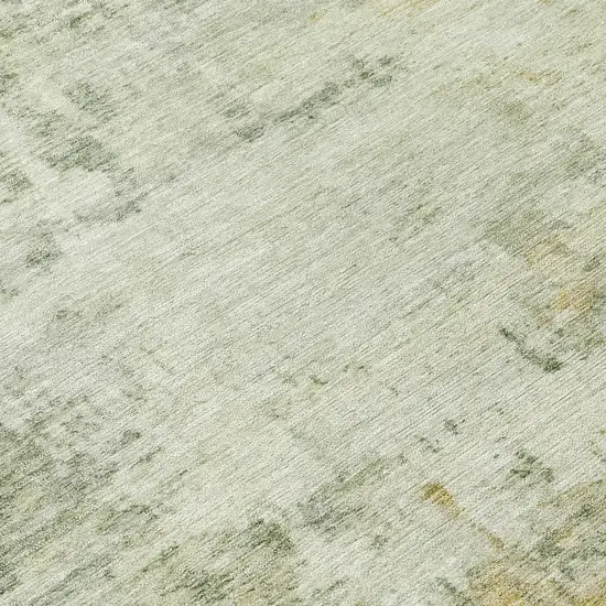 8' Artichoke Green And Ivory Round Abstract Washable Indoor Outdoor Area Rug Photo 9