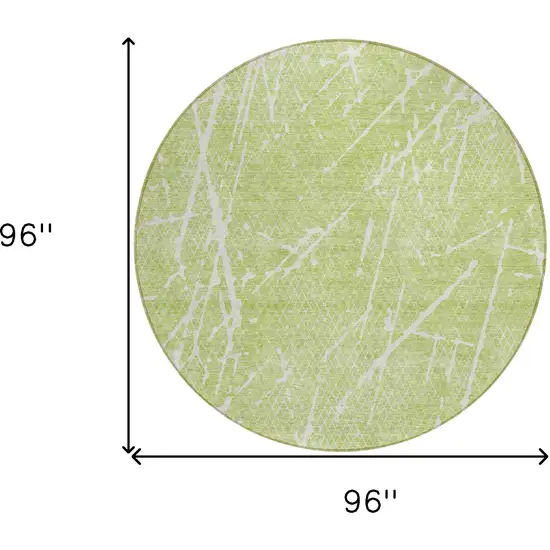 8' Artichoke Green And Ivory Round Abstract Washable Indoor Outdoor Area Rug Photo 6