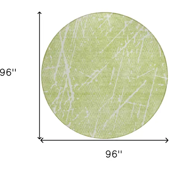 8' Artichoke Green And Ivory Round Abstract Washable Indoor Outdoor Area Rug Photo 6