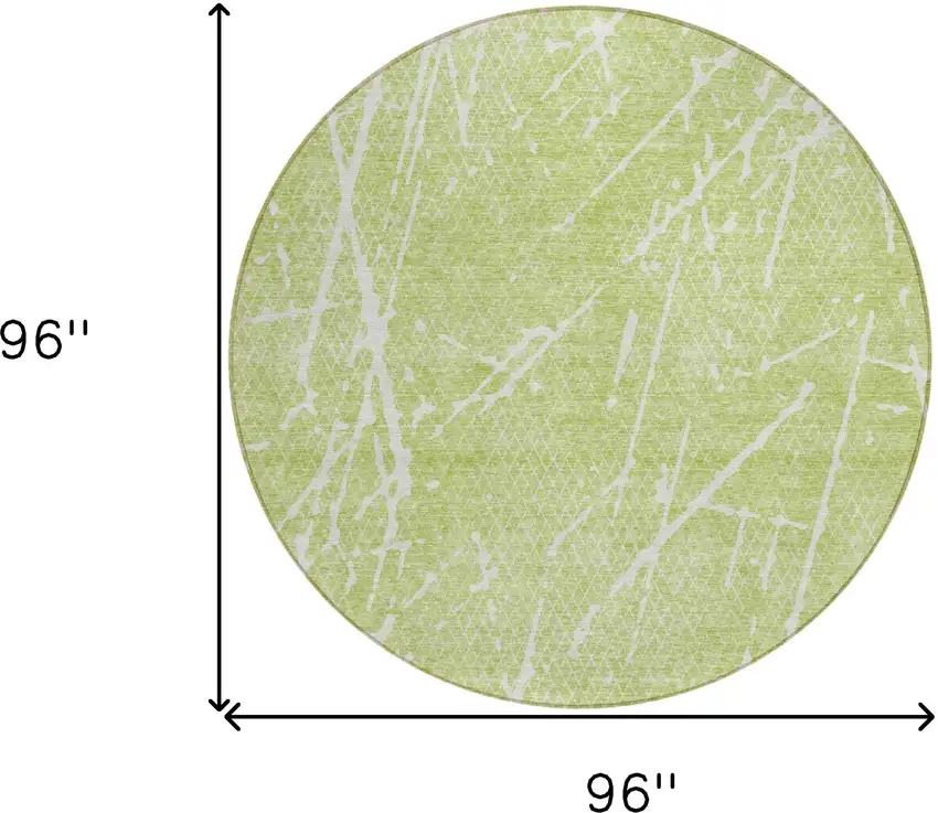 8' Artichoke Green And Ivory Round Abstract Washable Indoor Outdoor Area Rug Photo 6
