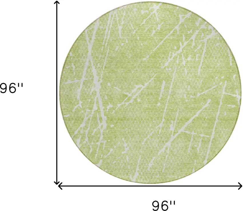 8' Artichoke Green And Ivory Round Abstract Washable Indoor Outdoor Area Rug Photo 6