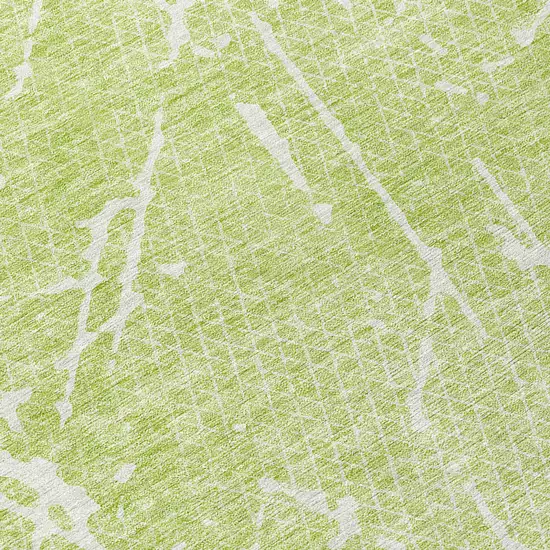 8' Artichoke Green And Ivory Round Abstract Washable Indoor Outdoor Area Rug Photo 7