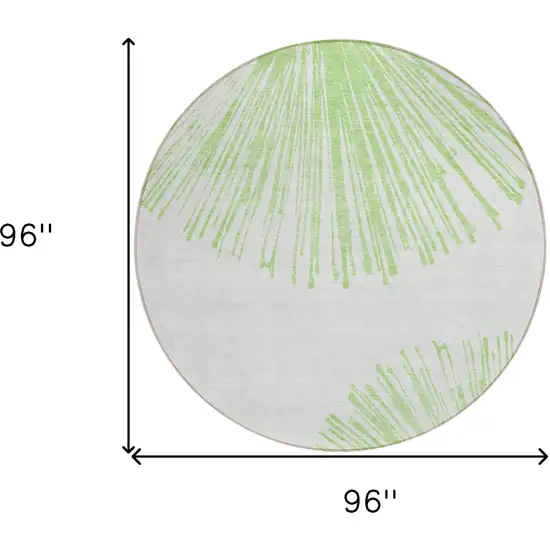 8' Artichoke Green And Ivory Round Abstract Washable Indoor Outdoor Area Rug Photo 9