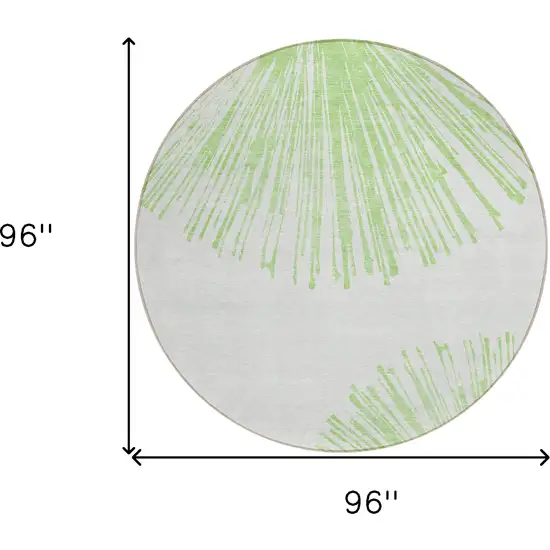 8' Artichoke Green And Ivory Round Abstract Washable Indoor Outdoor Area Rug Photo 9