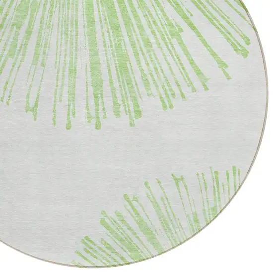 8' Artichoke Green And Ivory Round Abstract Washable Indoor Outdoor Area Rug Photo 4