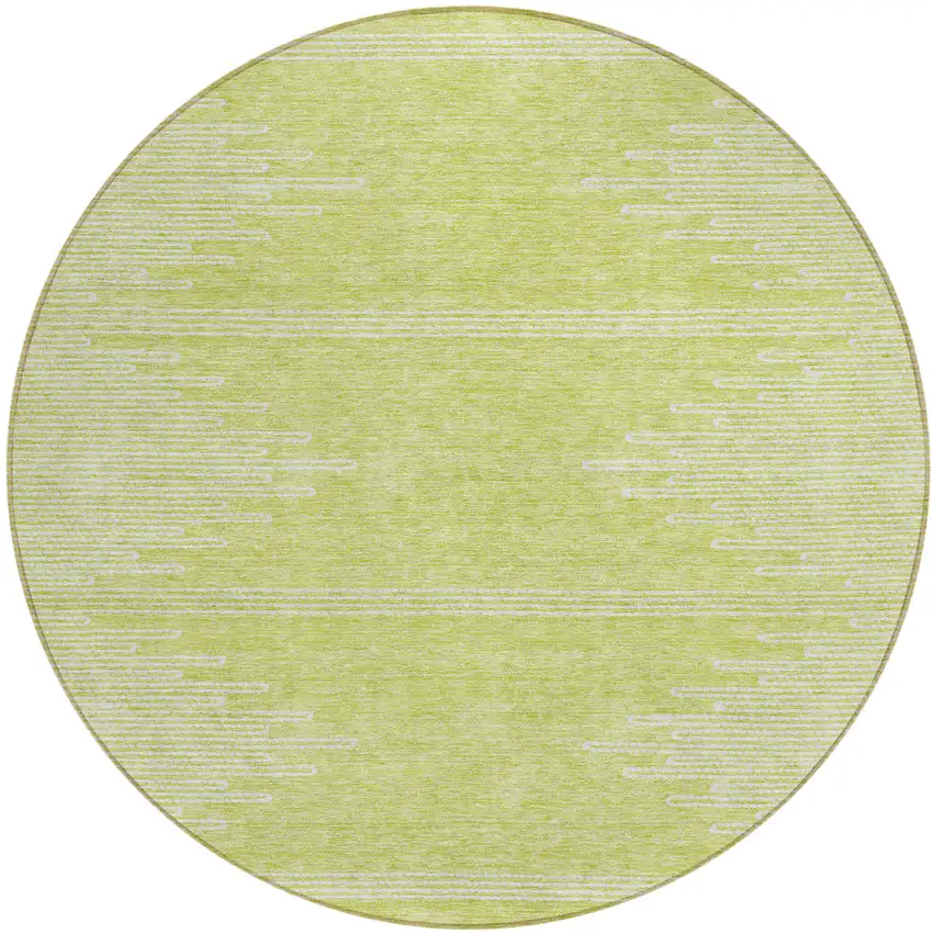 8' Artichoke Green And Ivory Round Abstract Washable Indoor Outdoor Area Rug Photo 2
