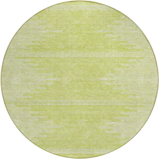 8' Artichoke Green And Ivory Round Abstract Washable Indoor Outdoor Area Rug Photo 2