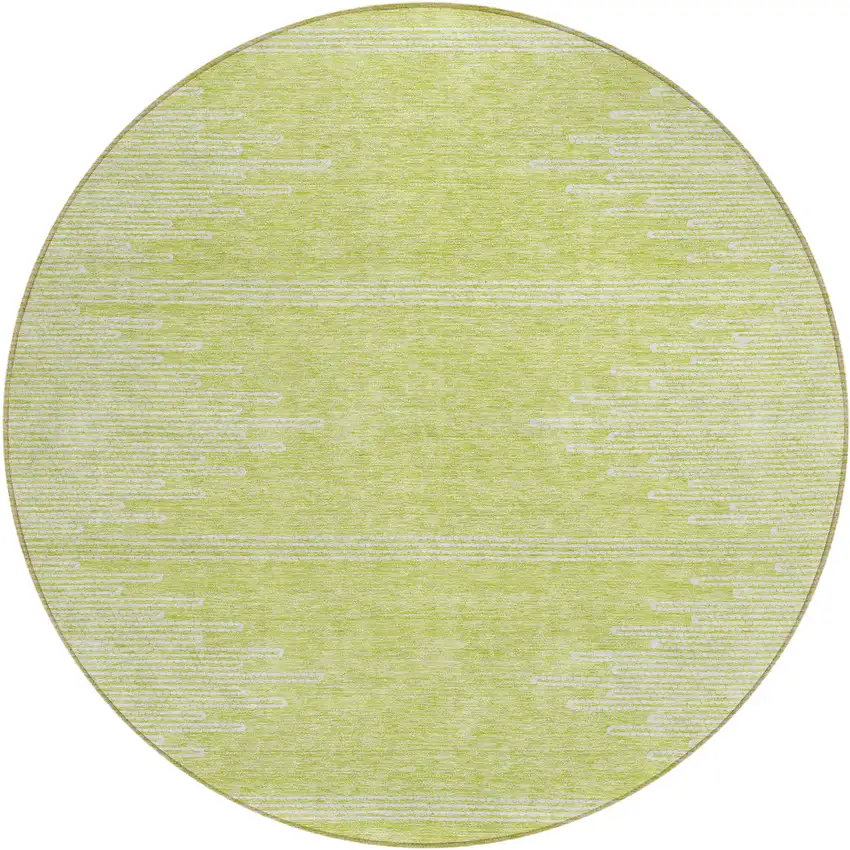 8' Artichoke Green And Ivory Round Abstract Washable Indoor Outdoor Area Rug Photo 2