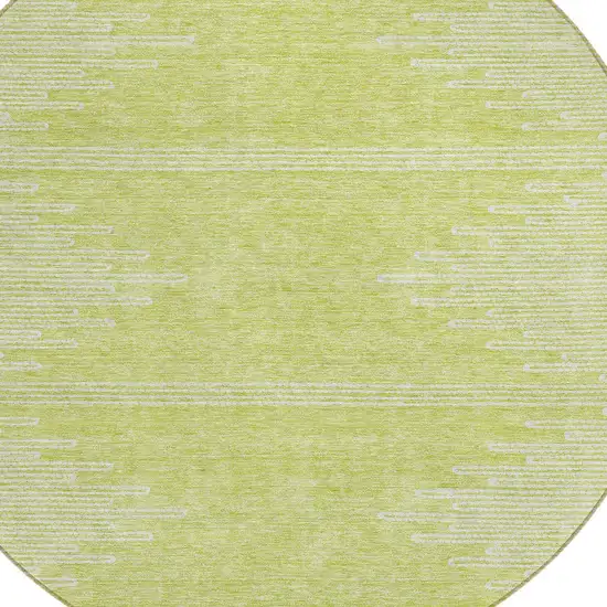 8' Artichoke Green And Ivory Round Abstract Washable Indoor Outdoor Area Rug Photo 4