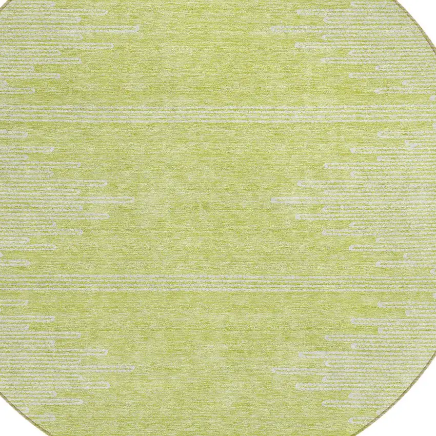 8' Artichoke Green And Ivory Round Abstract Washable Indoor Outdoor Area Rug Photo 4