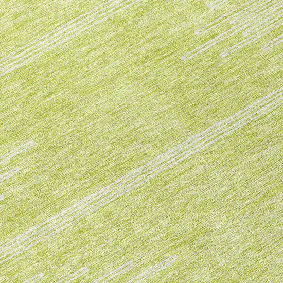 8' Artichoke Green And Ivory Round Abstract Washable Indoor Outdoor Area Rug Photo 9