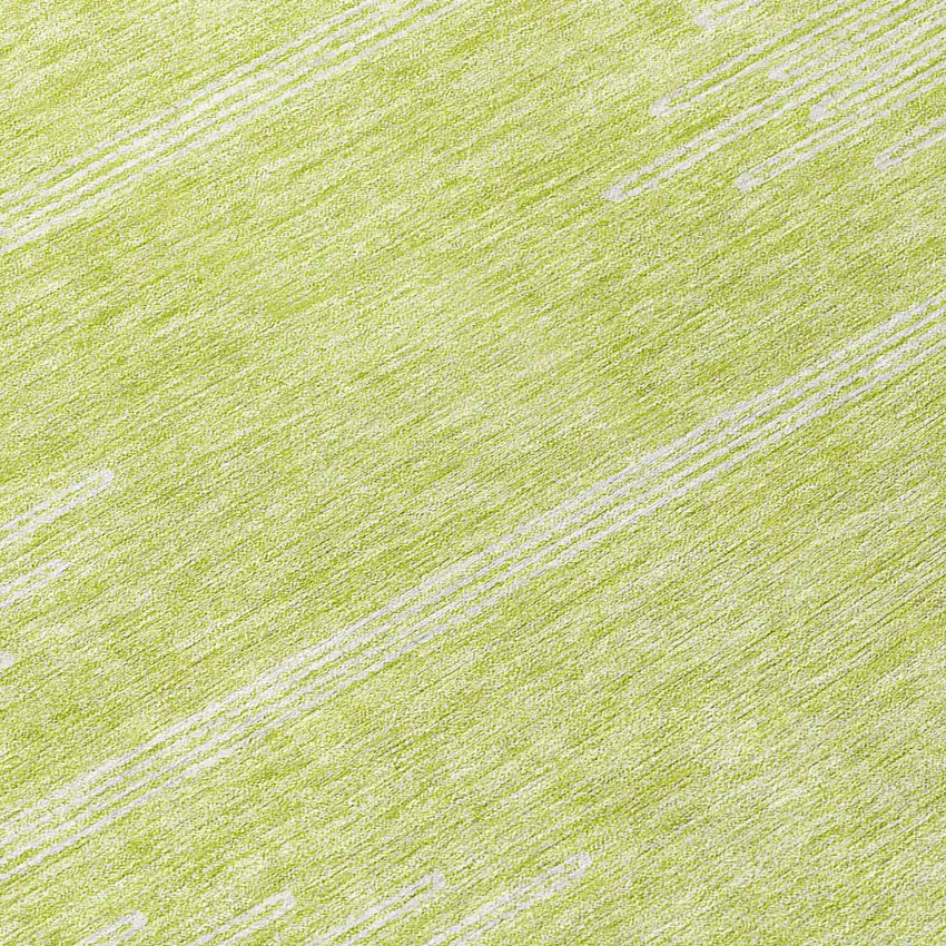 8' Artichoke Green And Ivory Round Abstract Washable Indoor Outdoor Area Rug Photo 9