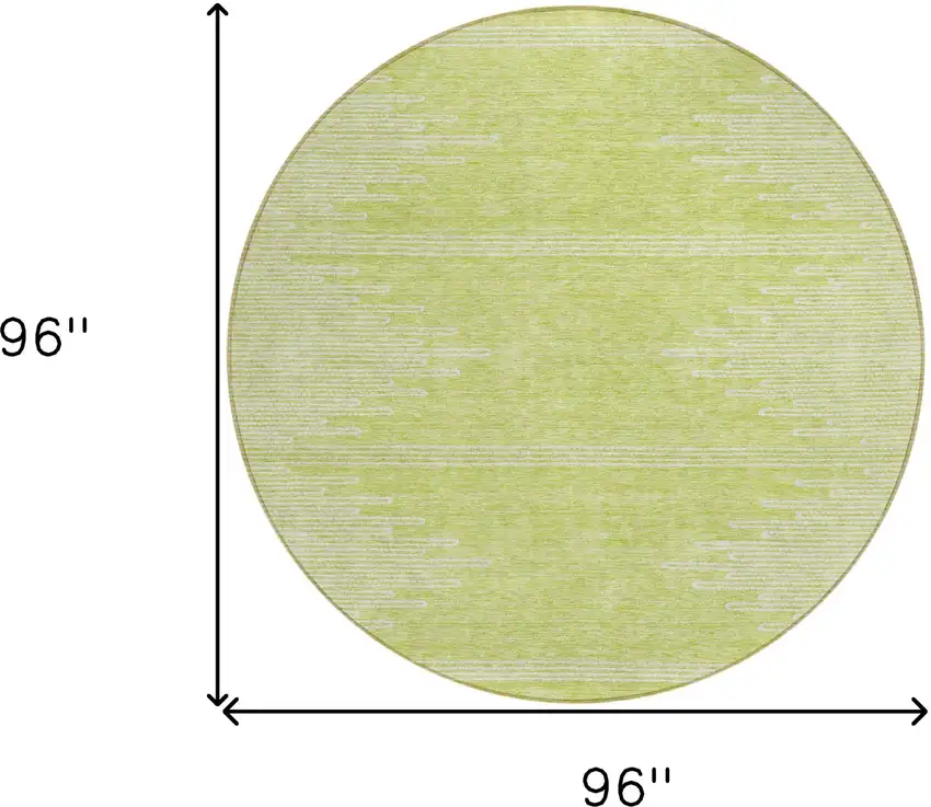 8' Artichoke Green And Ivory Round Abstract Washable Indoor Outdoor Area Rug Photo 3