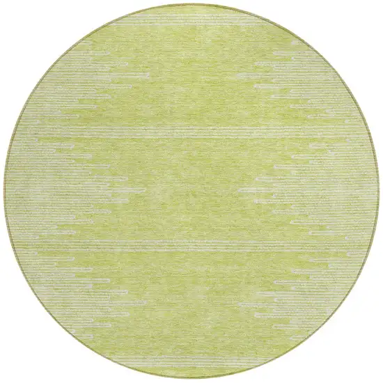 8' Artichoke Green And Ivory Round Abstract Washable Indoor Outdoor Area Rug Photo 5