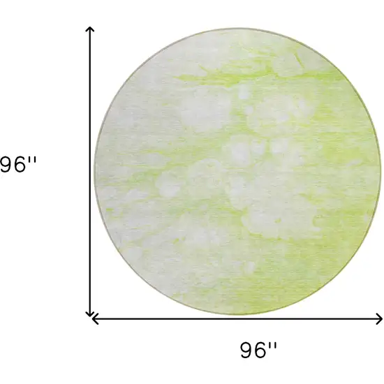 8' Artichoke Green And Ivory Round Abstract Washable Indoor Outdoor Area Rug Photo 8
