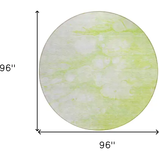 8' Artichoke Green And Ivory Round Abstract Washable Indoor Outdoor Area Rug Photo 8