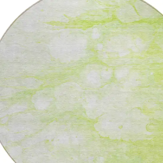 8' Artichoke Green And Ivory Round Abstract Washable Indoor Outdoor Area Rug Photo 4